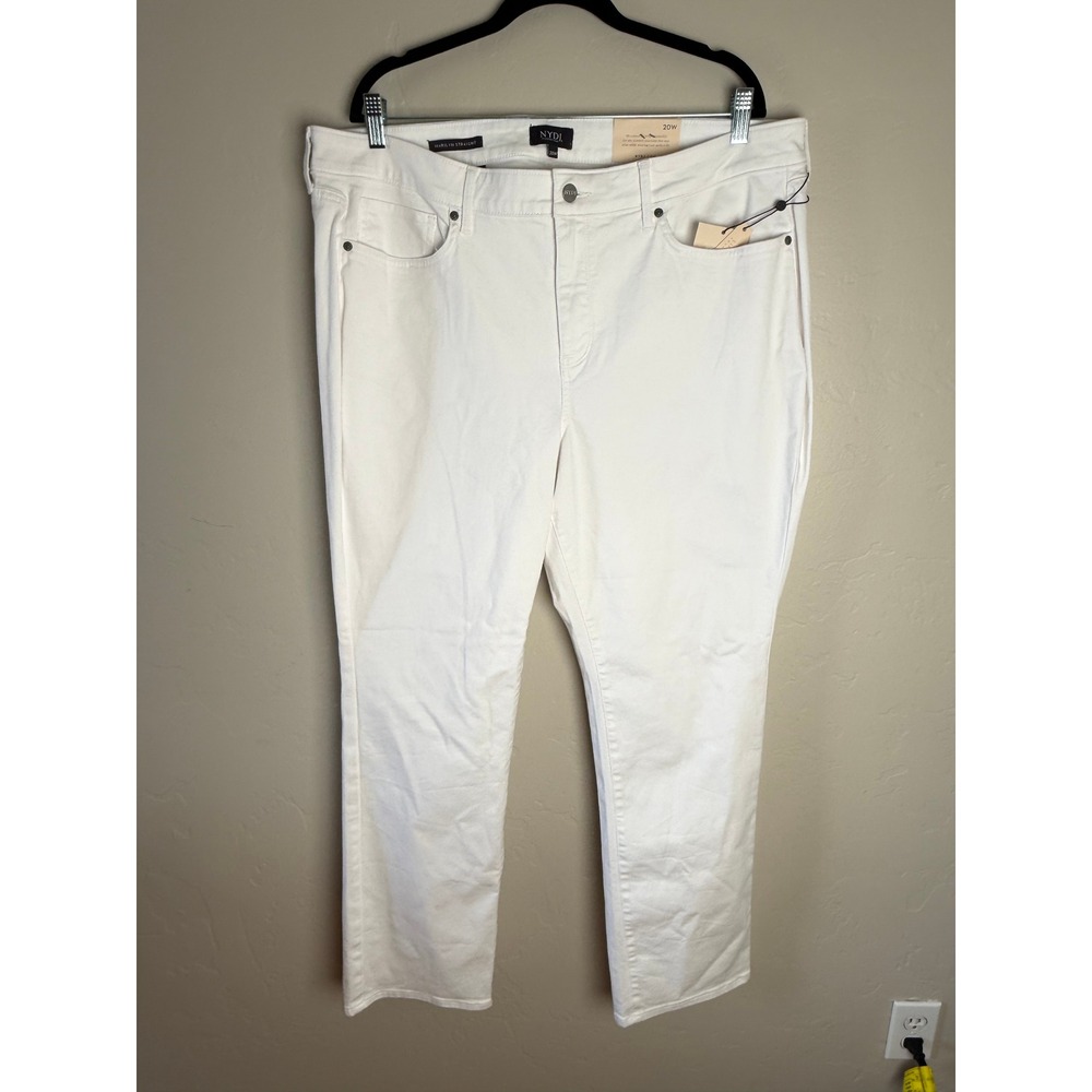 NWT NYDJ Marilyn Straight White Jeans Plus 20W‎ Lift Tuck High Rise
